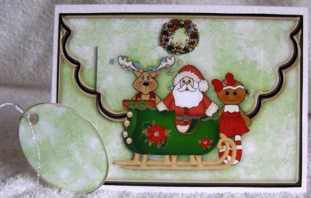 Santa, Rudy and Ginger A5 Mock Envelope by Margaret McCartney