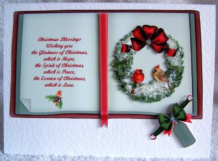 Christmas Cardinals and Snowy Wreath Book Sheet by Margaret McCartney
