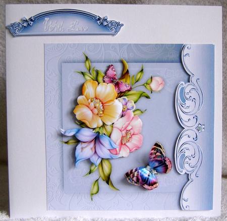 Fantasy Florals and Butterflies Card Front with Step by Step by Margaret McCartney