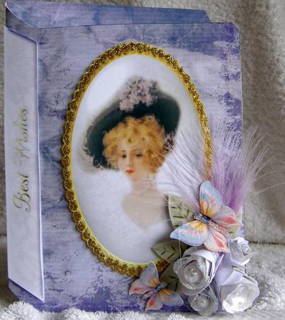 Lilac Vintage Book Card Kit with 3D Spiral Roses by Margaret McCartney
