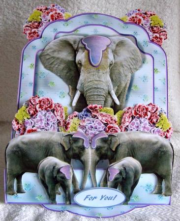 Easel Stepper 3D Card Kit - Elephants! by Margaret McCartney