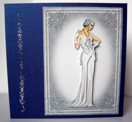 Lady in White and Grey Card Front by Margaret McCartney