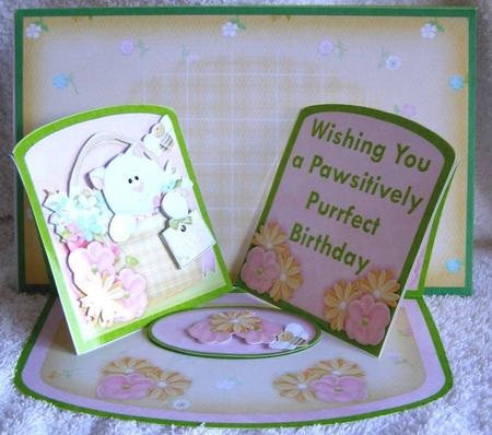 Purrfect Birthday Double Twisted Easel Card Kit by Margaret McCartney
