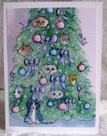Cats Hiding Out in the Christmas Tree by Margaret McCartney