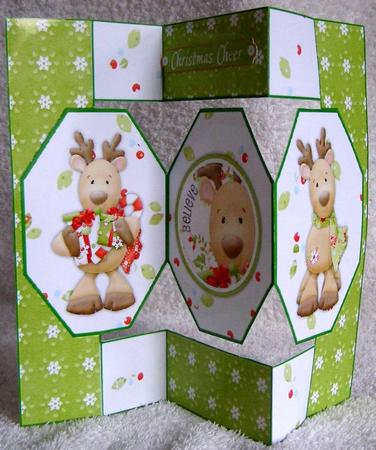 Cute Reindeer Octagon Pop Out Card by Margaret McCartney