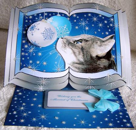 Christmas Cat 3D Book Easel Card Kit by Margaret McCartney