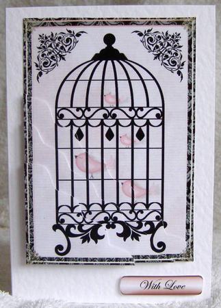 Silouette Birdcage and Little Birds by Margaret McCartney