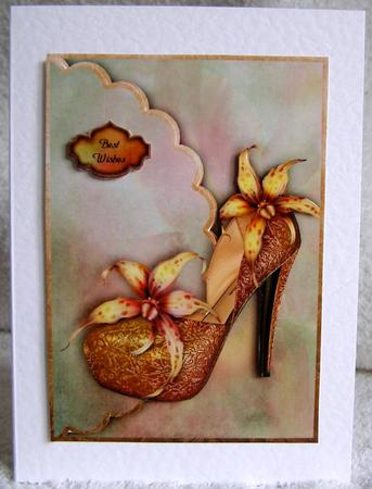 Flowers at Your Feet Scalloped Edge Faux Envelope Card by Margaret McCartney