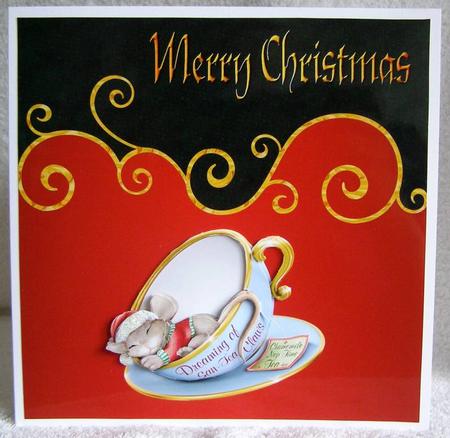 Teacup Mouse Square Card Front by Margaret McCartney