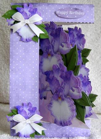 W Side Fold Iris Purple Fleck Easy Card by Margaret McCartney