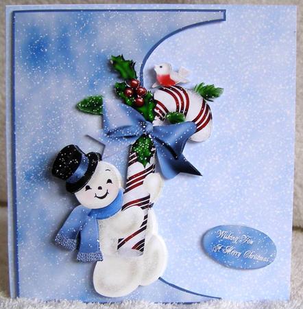 Christmas Snowman Inverted Card by Margaret McCartney