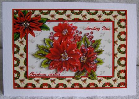 Glittery Poinsettia and Holly Berries by Margaret McCartney