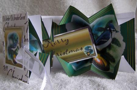 Exploding Card - Blue Christmas Bird by Margaret McCartney