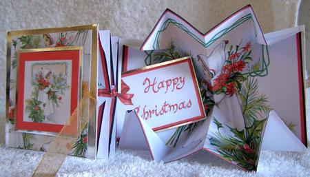 Exploding Card - Girl Collecting Christmas Flowers by Margaret McCartney