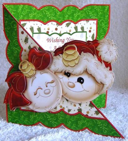 Christmas Baubles All in One Over the Edge Card by Margaret McCartney