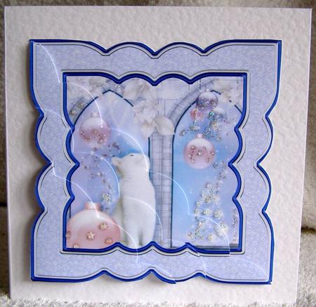 Christmas Kitten & Baubles Wavy Corner Stacker by Margaret McCartney