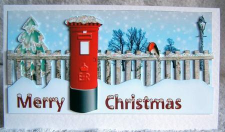 Postbox by Fence Dl Card Front by Margaret McCartney