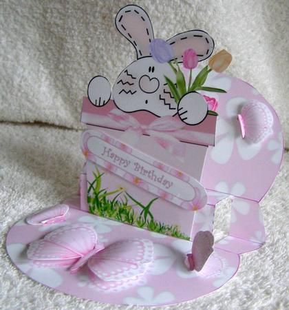 Pot of Bunny Birthday Mothers Day 3D Mini Stepper by Margaret McCartney