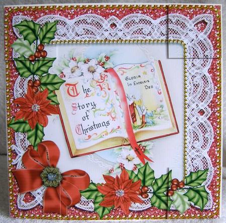 Glory Book Red Poinsettia 8in Picture Topper by Margaret McCartney
