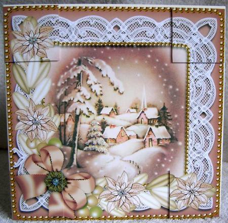 Snowy Village Poinsettia 8in Picture Topper by Margaret McCartney