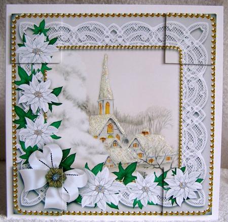 Ice Church Poinsettia 8in Picture Topper by Margaret McCartney