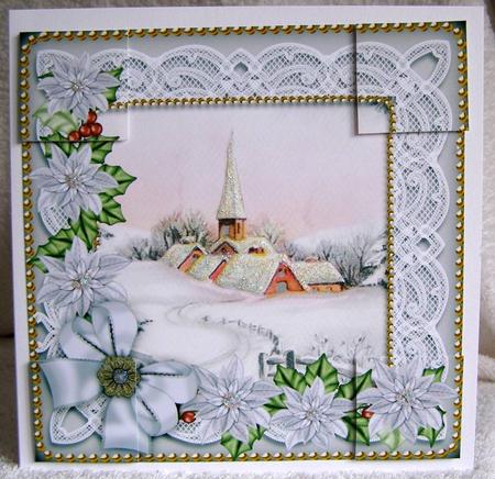 Pink Snow Church Ice Poinsettia 8in Picture Topper by Margaret McCartney