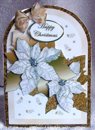 Gold Poinsettias Cutaway Card by Margaret McCartney