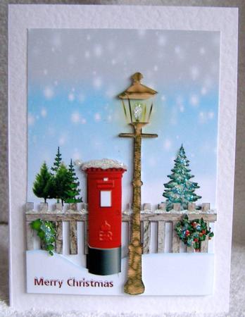 Postbox by a Fence 5x7in Card Front by Margaret McCartney