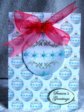 Snowflake Christmas Baubles in White & Blue A4 Backing Paper by Margaret McCartney