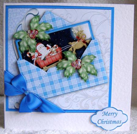 Santa in Flight Envelope Quick Card by Margaret McCartney