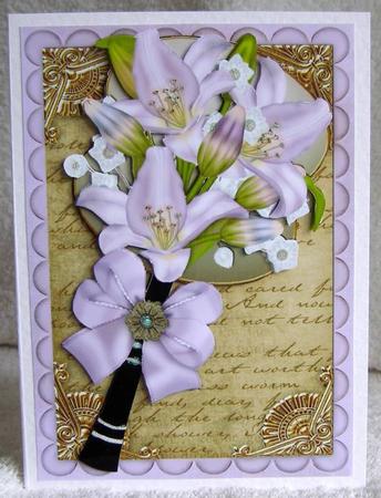 Lilac Lily All Occasion Fan Decoupage Step by Step Sheet by Margaret McCartney