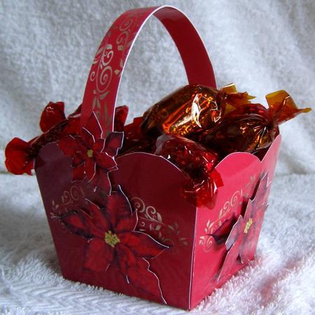 Treat Basket - Red on Red Poinsettea by Margaret McCartney