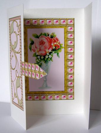 Rose Vase Pink Bling Giant Square Buckle Gatefold Card by Margaret McCartney
