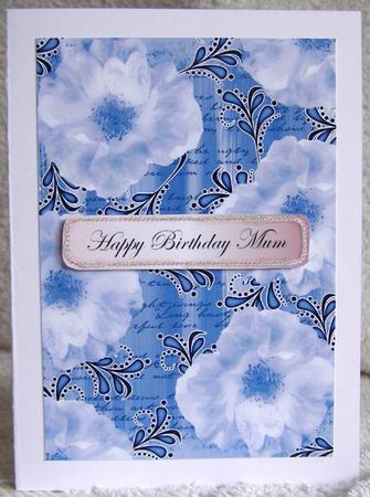 Blue Blossom Swirl Painted A4 Backing Paper by Margaret McCartney