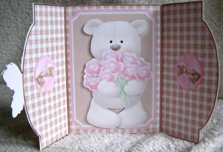 Teddy with Flowers Mini Gatefold by Margaret McCartney