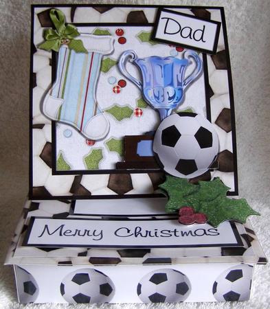 Trinket Box Easel Card - Christmas Football by Margaret McCartney