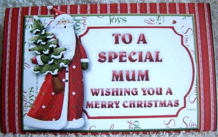 Santa Chocolate Bar Wrapper for a Special Mum at Christmas by Margaret McCartney