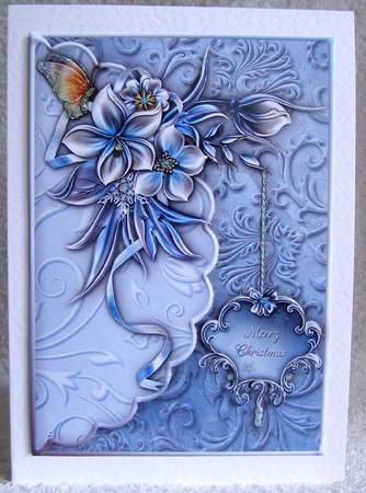 Winter Flowers Scalloped Edge Faux Envelope Card by Margaret McCartney