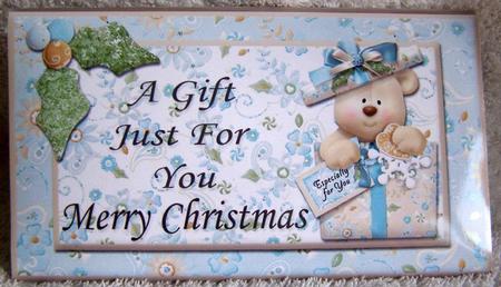 A Gift Just for You Christmas Bear in Present Money Wallet by Margaret McCartney