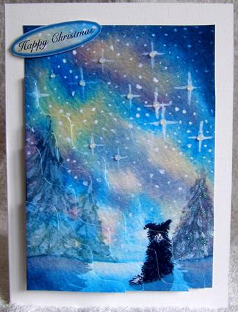 Starry, Starry Night - Border Collie Dog Wavy Corner Stacker by Margaret McCartney