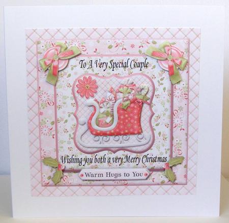 For a Special Couple Santa's Sleigh Full of Presents Pink by Margaret McCartney