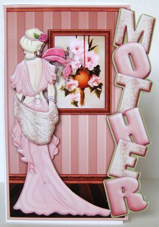 Art Deco Lady in Pink Over the Edge Mother by Margaret McCartney