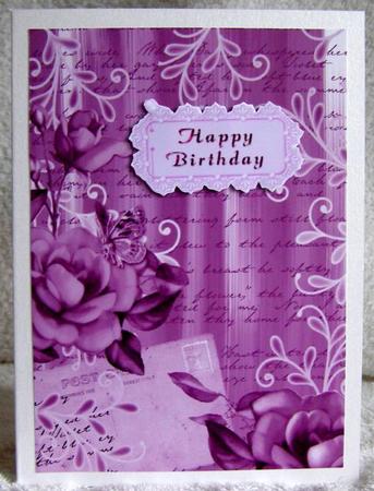 Lilac Painted Rose Postcard A4 Backing Paper by Margaret McCartney