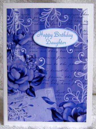 Blue Painted Rose Postcard A4 Backing Paper by Margaret McCartney