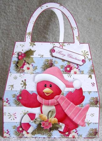 Snowbirds Christmas Handbag Shaped Card by Margaret McCartney