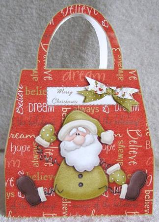 Believe in Santa Handbag Shaped Christmas Card by Margaret McCartney