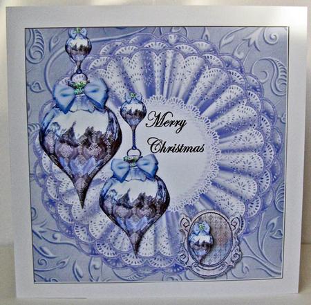 Beautiful Bleu Baubles Merry Christmas by Margaret McCartney
