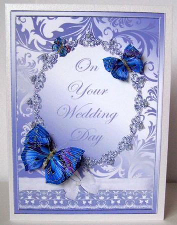 On Your Wedding Day Blue Butterfly Decoupage by Margaret McCartney