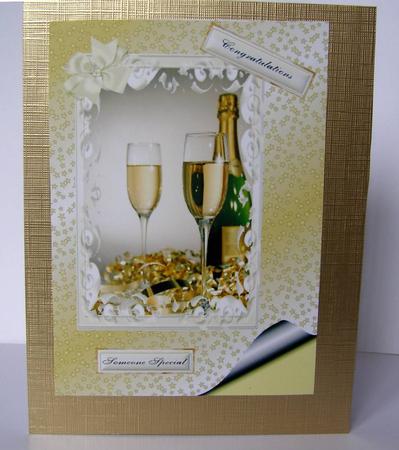 Lovely A4 Topper of Champers with Gold Star Background by Margaret McCartney