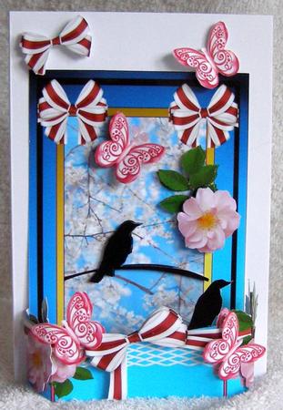 Totally 3D Card Blackbirds in Your Garden by Margaret McCartney